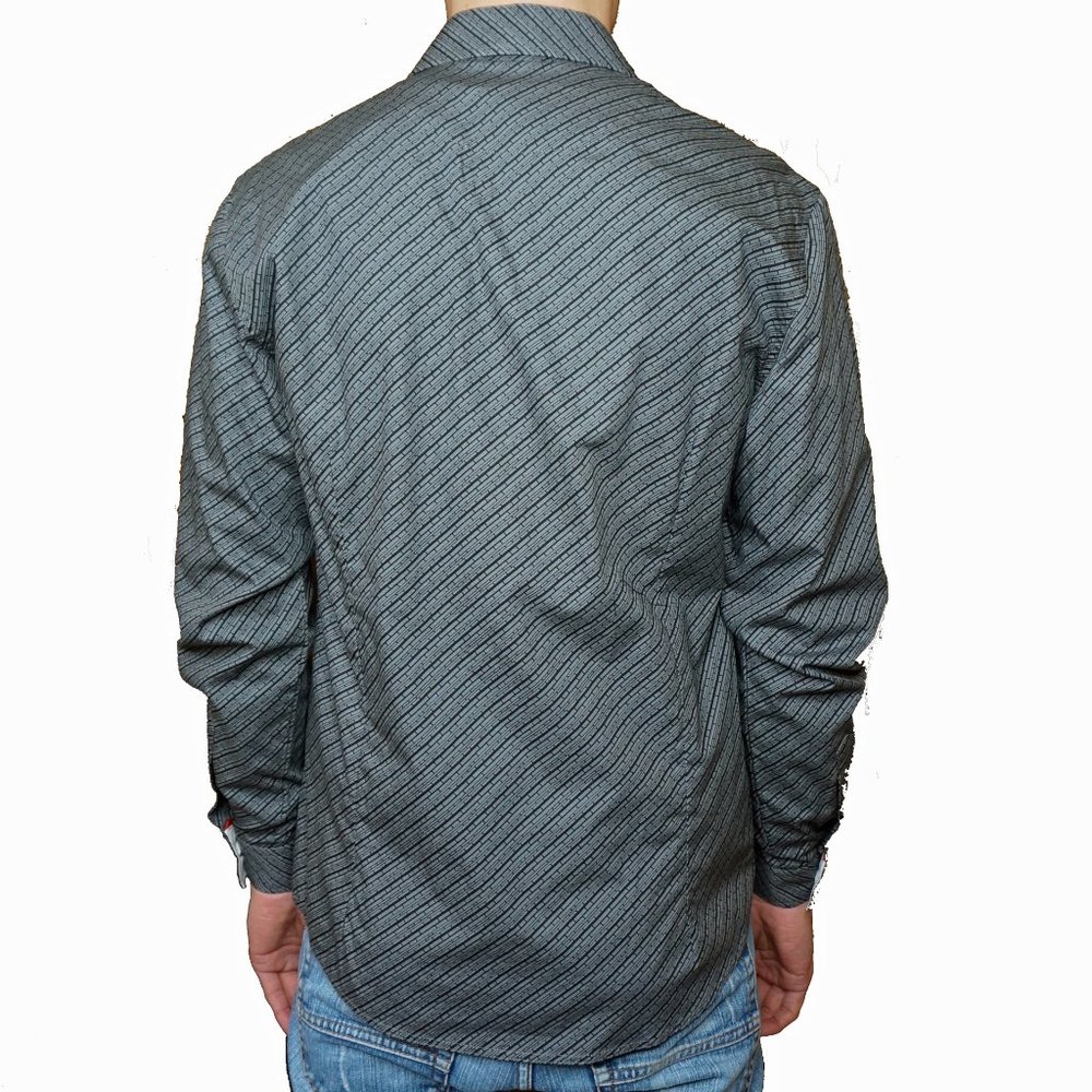 NWOT Grey Black Patterned Button Down Dress Shirt - Picture 2 of 10